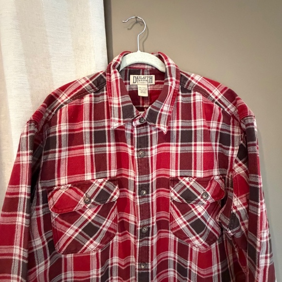 Duluth Trading Co. Red Plaid Cotton Flannel heavyweight Shirt, Size 2XL Tall - Picture 2 of 12
